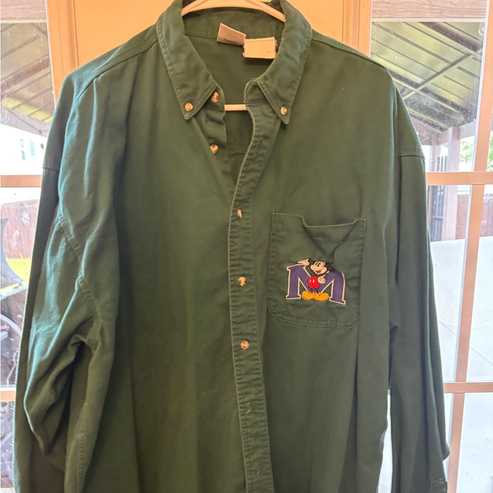 Disney Green Casual Button Down Shirt